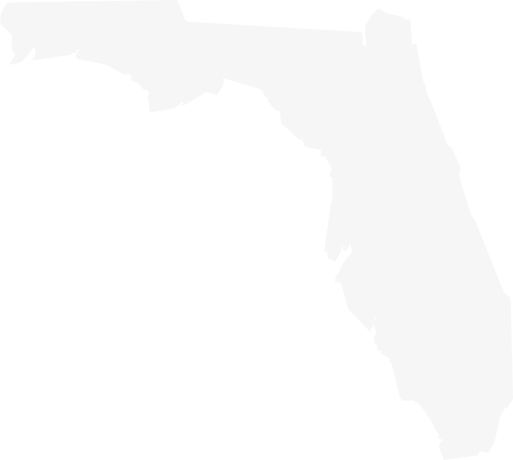 A green map of florida with the state in white.