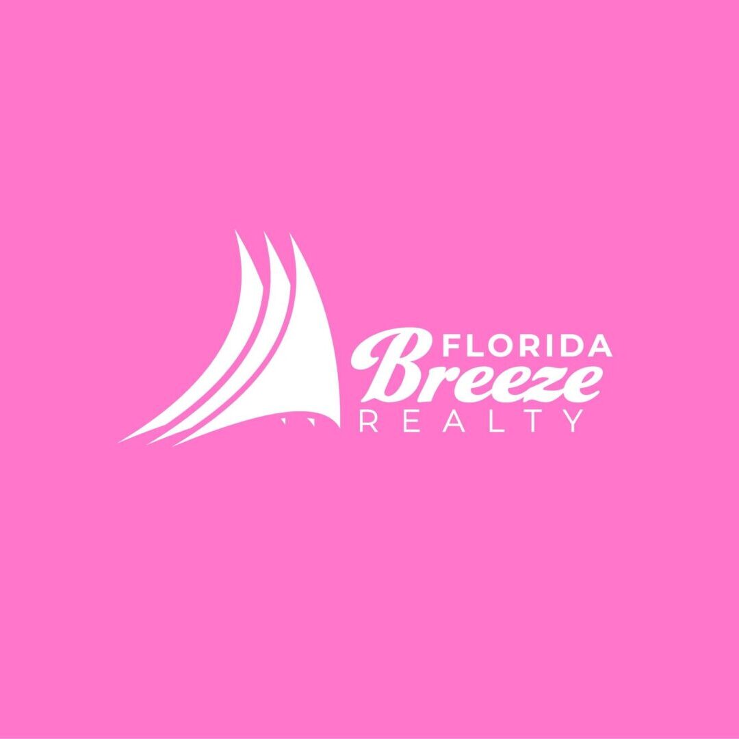 A pink background with the florida breeze realty logo.
