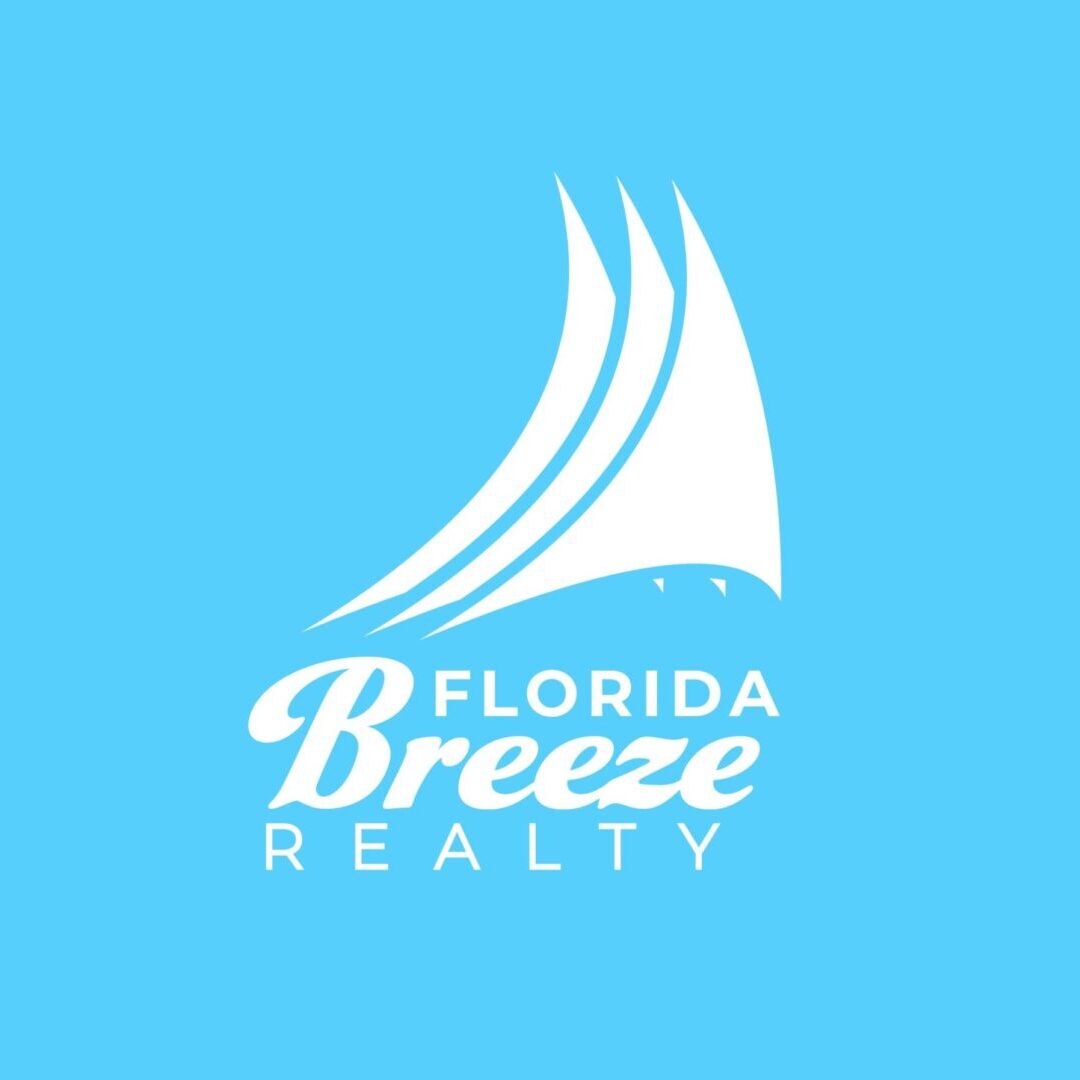 A blue background with the words florida breeze realty in white.